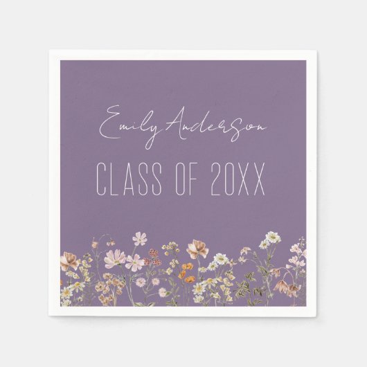 Abschluss Lila Wildblume Boho Grad Serviette (Vorderseite)