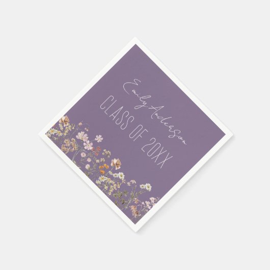 Abschluss Lila Wildblume Boho Grad Serviette (Ecke)