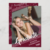 Abschluss, Linien und Sterne | Editierbare Farbe | Einladung (Vorne/Hinten)