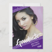 Abschluss, Linien und Sterne | LILA | 4-Foto Einladung (Vorderseite)