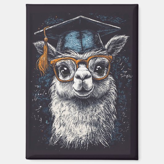Abschluss Llama Illustration Magnet (Vorderseite)