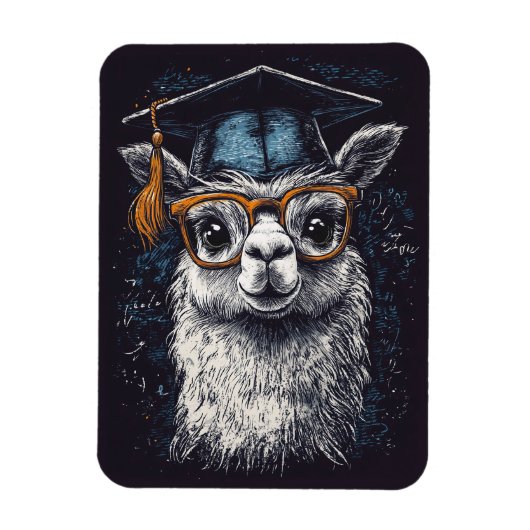 Abschluss Llama Illustration Magnet (Vertikal)
