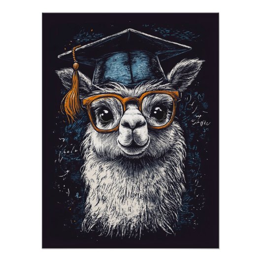 Abschluss Llama Illustration Poster (Vorderseite)