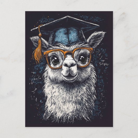 Abschluss Llama Illustration Postkarte (Vorderseite)