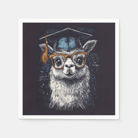 Abschluss Llama Illustration Serviette (Vorderseite)