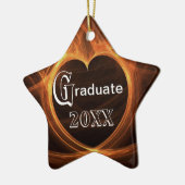 Abschluss-loderndes orange Herz-Entwurfs-Andenken Keramikornament (Links)