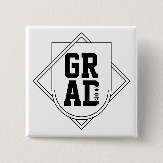 Abschluss-Logo-Abzeichen Schwarz Weiß Benutzerdefi Button (Vorderseite)