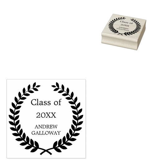 Abschluss-Lorbeer-Monogramm Gummistempel (Stempel)