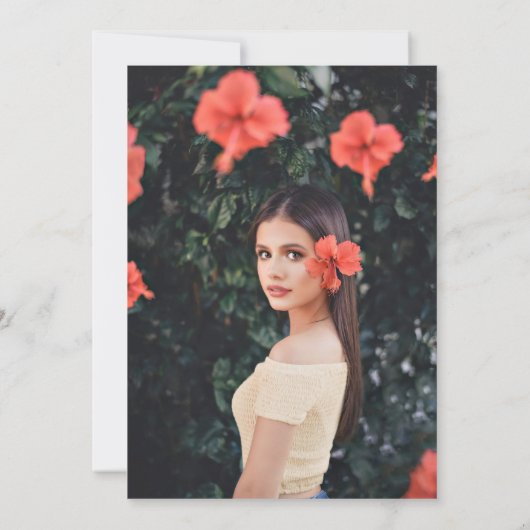 Abschluss Luau Ananas Tropisch mit Foto Einladung (Rückseite)