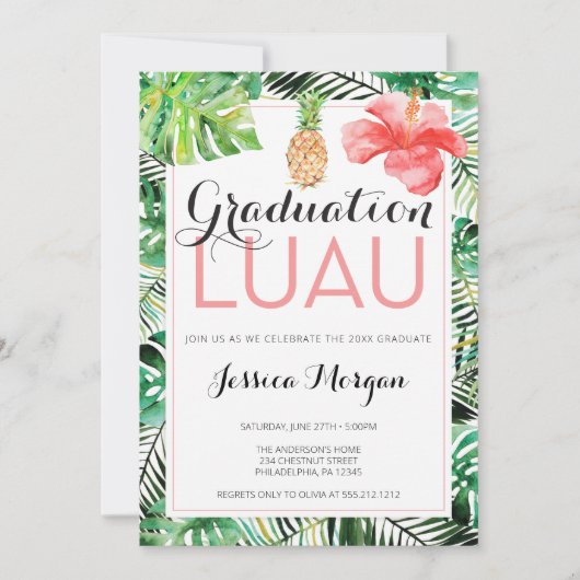Abschluss Luau Ananas Tropische Einladung (Vorderseite)