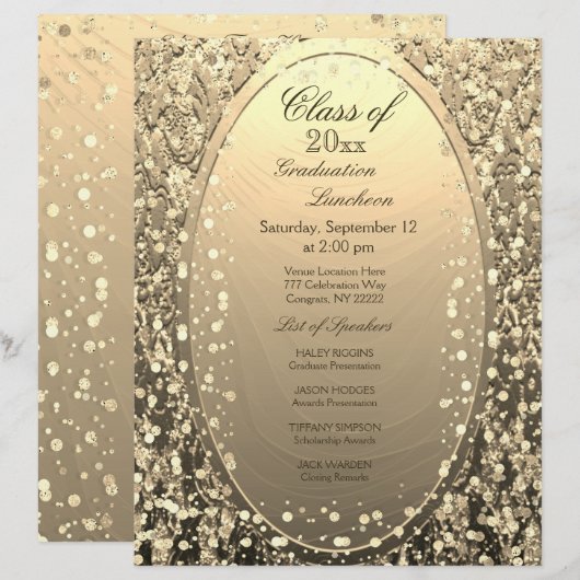 Abschluss Luncheon Gold Confetti (Vorne/Hinten)