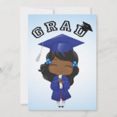 Abschluss-Mädchen im Blau Einladung (Vorderseite)