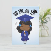 Abschluss-Mädchen im Blau Einladung (Stehend Vorderseite)