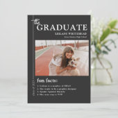 Abschluss Magazine Fun Fakten Soft Black Ankündigung (Stehend Vorderseite)