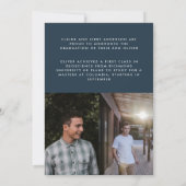 Abschluss Marine Blue Script 3 Foto vielen Dank Einladung (Rückseite)