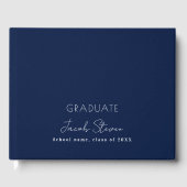 Abschluss Marineblau weiße Namensskripte minimalis Gästebuch (Vorderseite)