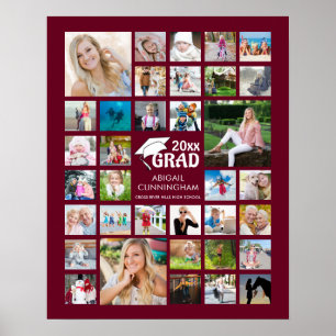 Abschluss Maroon 35 Fotocollage GRAD Keepake Poster