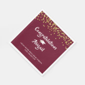 Abschluss Maroon Gold Glitzer Pinselschrift Serviette (Ecke)