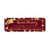 Abschluss Maroon Gold Stars Brush Script Label (Vorne)