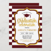 Abschluss - Maroon Gold White Einladung (Vorne/Hinten)