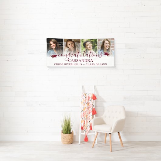 Abschluss Maroon Herzlichen Glückwunsch Script 4 F Banner (Insitu)