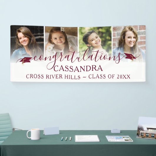 Abschluss Maroon Herzlichen Glückwunsch Script 4 F Banner (Messe)