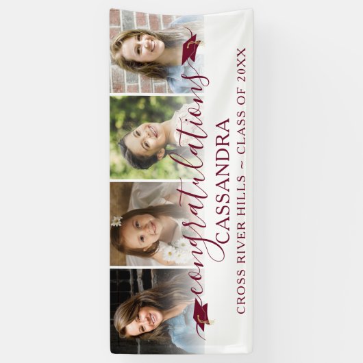 Abschluss Maroon Herzlichen Glückwunsch Script 4 F Banner (Vertikal)