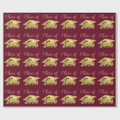 Abschluss Maroon Metallic Gold Class Year Geschenkpapier (Flach)
