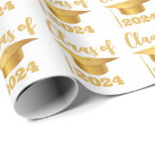 Abschluss Maroon Metallic Gold Class Year Geschenkpapier (Rolleneckpunkt)