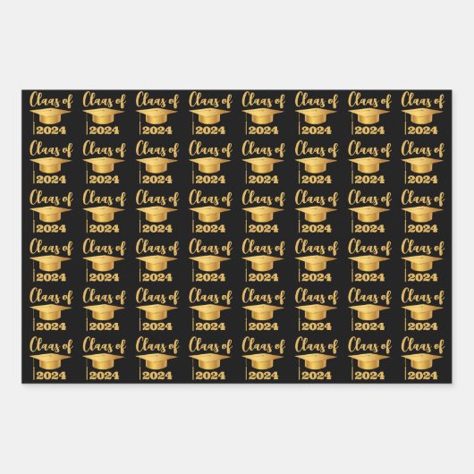 Abschluss Maroon Metallic Gold Class Year Geschenkpapier Set (Vorderseite 3)