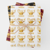 Abschluss Maroon Metallic Gold Class Year Geschenkpapier Set (Beispiel)