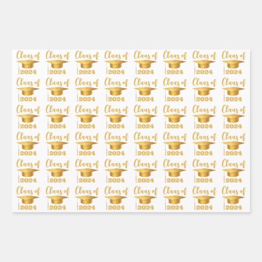 Abschluss Maroon Metallic Gold Class Year Geschenkpapier Set (Vorderseite)