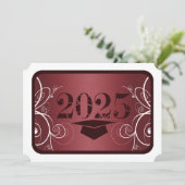 Abschluss Maroon und White Frame Einladung (Stehend Vorderseite)