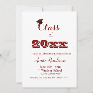 Abschluss Maroon & White Invitation Class 2024 Einladung