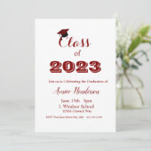 Abschluss Maroon & White Invitation Class 2024 Einladung (Stehend Vorderseite)