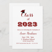 Abschluss Maroon & White Invitation Class 2024 Einladung (Vorne/Hinten)