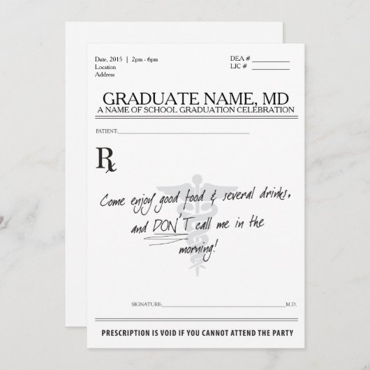 Abschluss MD laden ein Einladung (Vorne/Hinten)