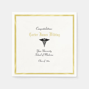 Abschluss, Medizinschule, Caduceus, Gold Serviette