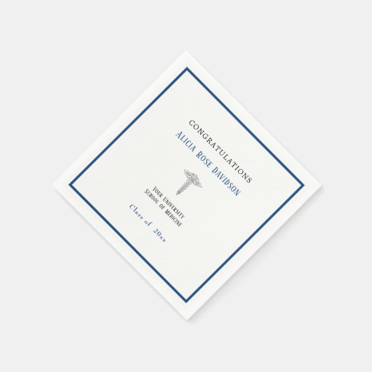 Abschluss, Medizinschule, Caduceus, Serviette (Ecke)