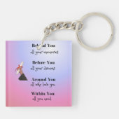 Abschluss-Meldung auf einer Schlüsselanhänger (Rückseite)