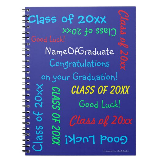 Abschluss Memory Book, Name, Klasse, Blau Notizblock (Vorderseite)