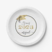 Abschluss Metallic Gold Cap Script Class of 2023 Pappteller (Vorderseite)