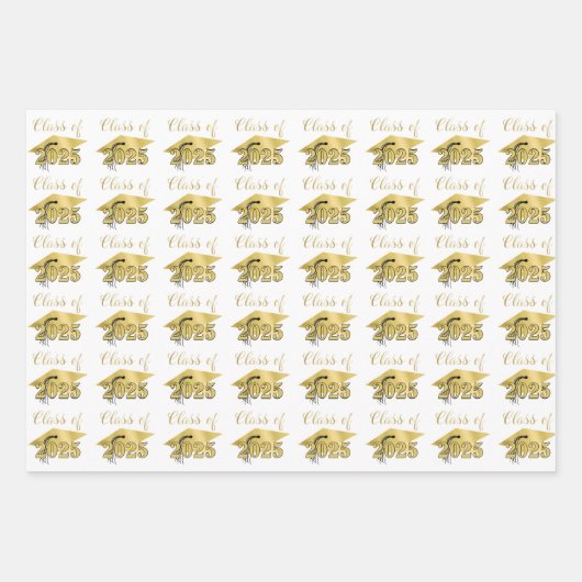 Abschluss Metallic Gold Class Jahr - Farbe Geschenkpapier Set (Vorderseite 3)