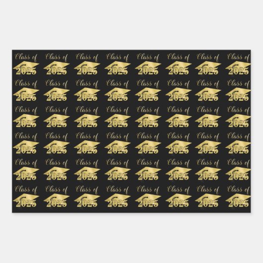 Abschluss Metallic Gold Class Jahr - Farbe Geschenkpapier Set (Vorderseite)