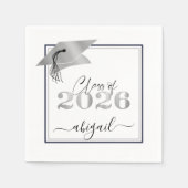 Abschluss Metallic Silver Script Class of 2025 Serviette (Vorderseite)
