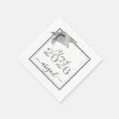 Abschluss Metallic Silver Script Class of 2025 Serviette (Ecke)