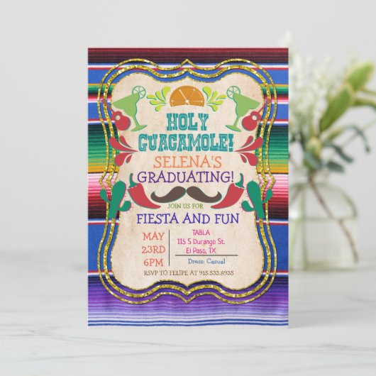 Abschluss Mexican Fiesta Einladung (Stehend Vorderseite)