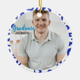 Abschluss Milestone Blue Leopard Keramik Ornament