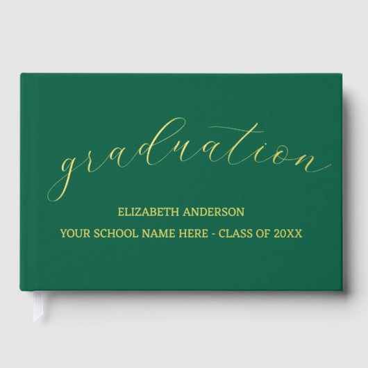 Abschluss Minimalistisch Green Gästebuch (Vorderseite)