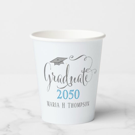 Abschluss Minimalistisch Modern Mortarboard Lite Pappbecher (Rückseite)